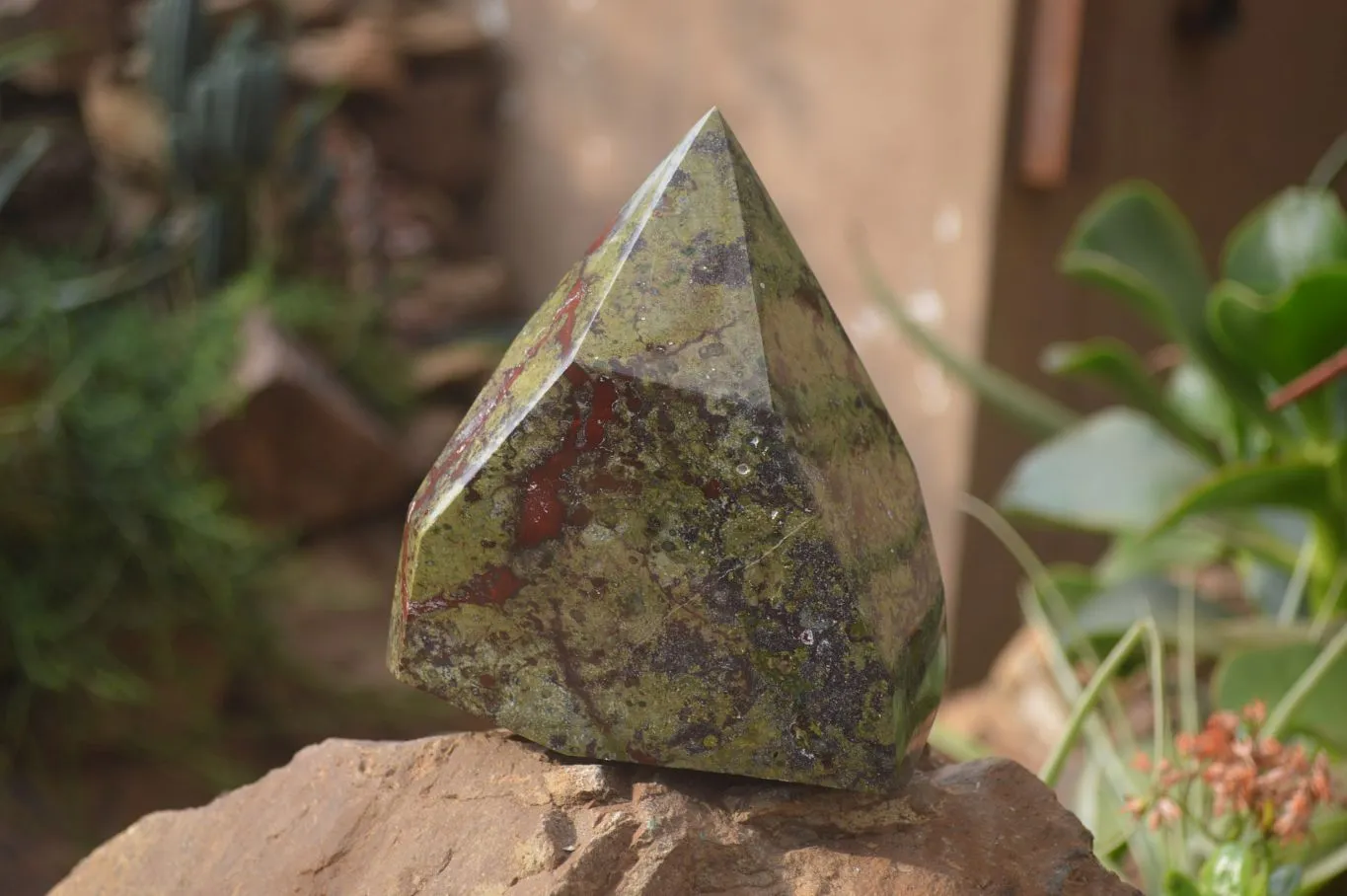 Polished "Dragons" Blood Stone Point x 1 From Tshipise, South Africa