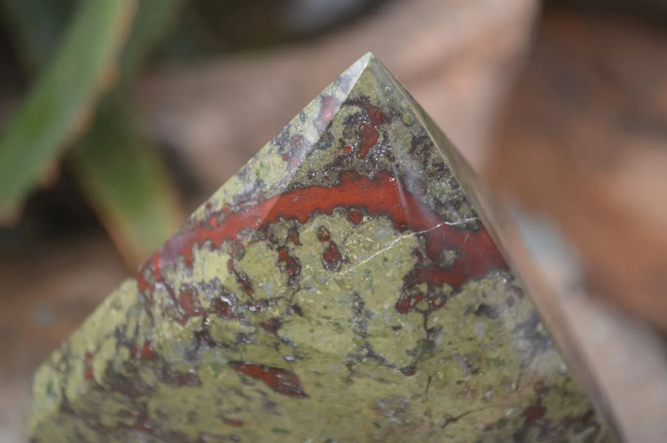 Polished "Dragons" Blood Stone Point x 1 From Tshipise, South Africa