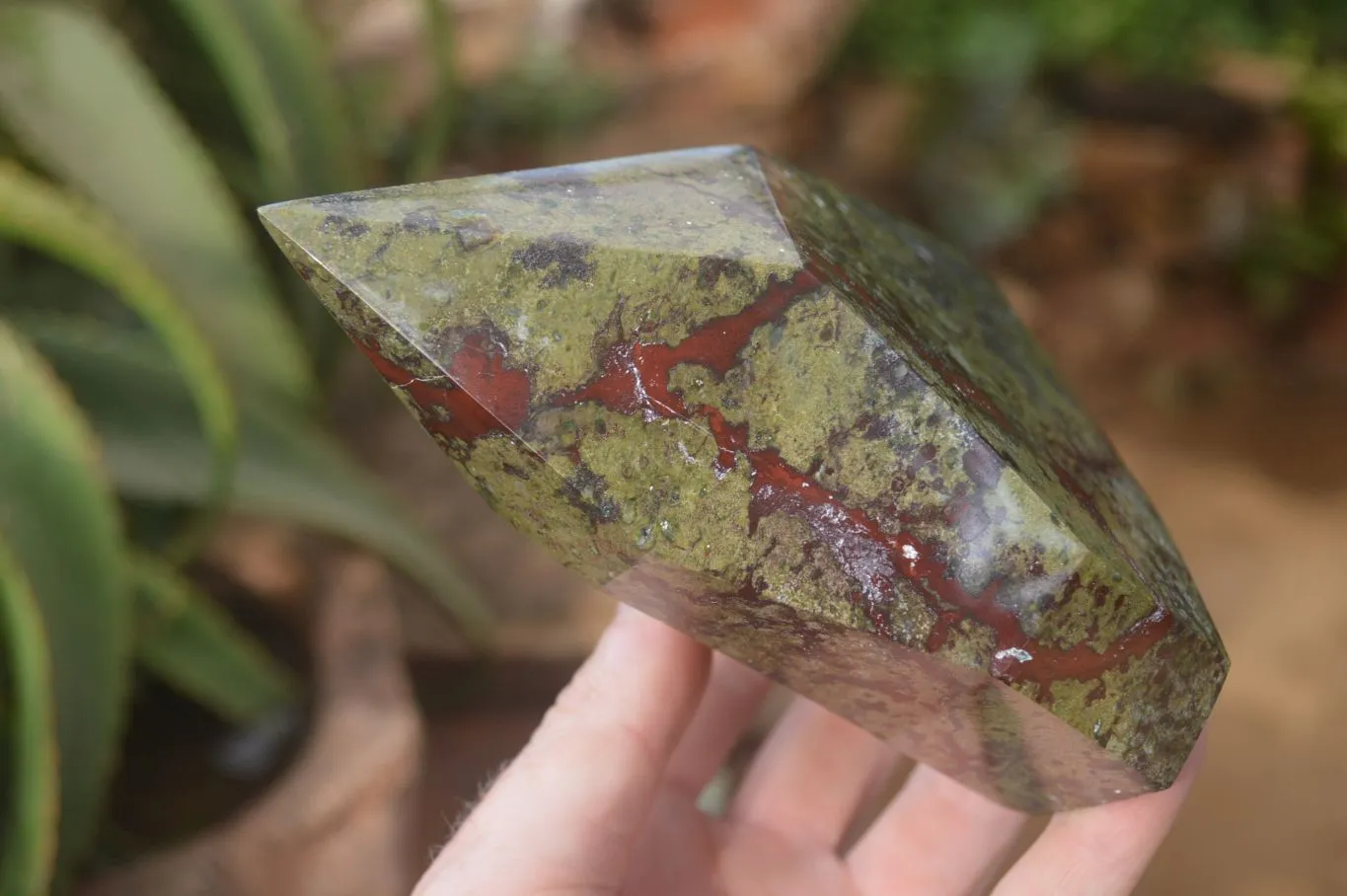 Polished "Dragons" Blood Stone Point x 1 From Tshipise, South Africa