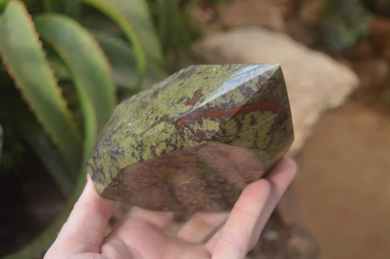 Polished "Dragons" Blood Stone Point x 1 From Tshipise, South Africa