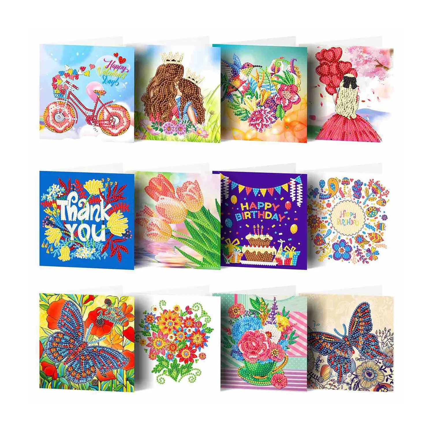 Poppy Crafts Diamond Art Greeting Card Kit #6 - 12 Pack