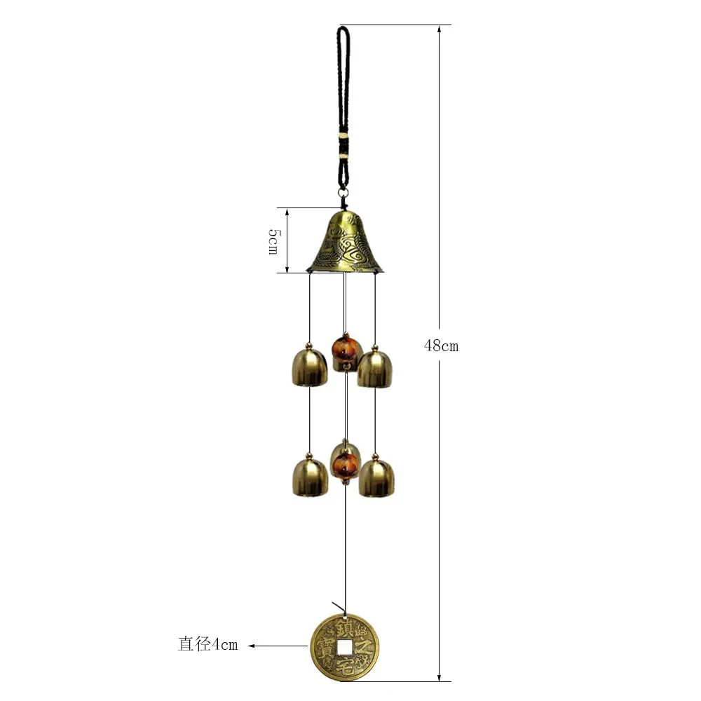 Qwick Click Metal Wind Chimes for Home Balcony Garden Positive Energy, Home Decor Hanging Long Brass Bells Gifts for Loved Ones 6 Bells