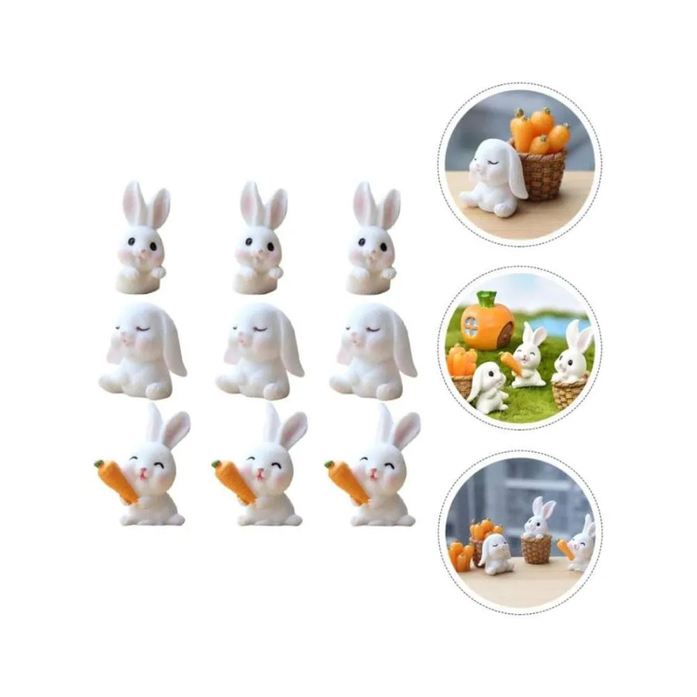 Radish Bunny Ornaments, Miniature Fairy Garden Ornaments, Cute Rabbits and Carrot House for Plant Pot, Home Decoration, Simulation Model Decoration, Bunny 3