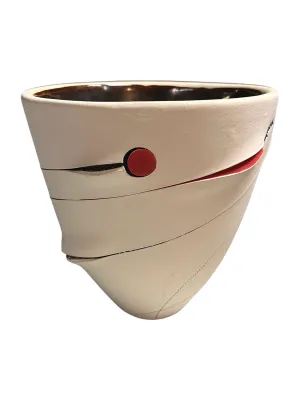 Red Dot Scarified Fat Conical Vase