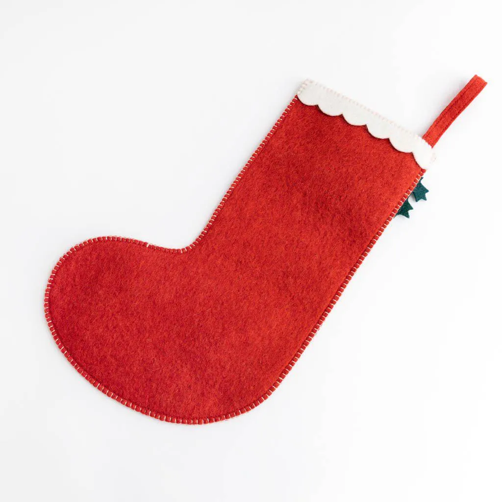 Red Festive Holly Stocking