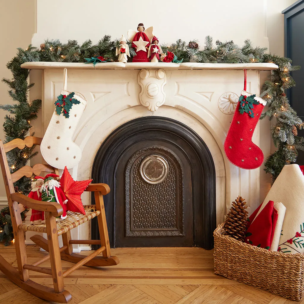 Red Festive Holly Stocking