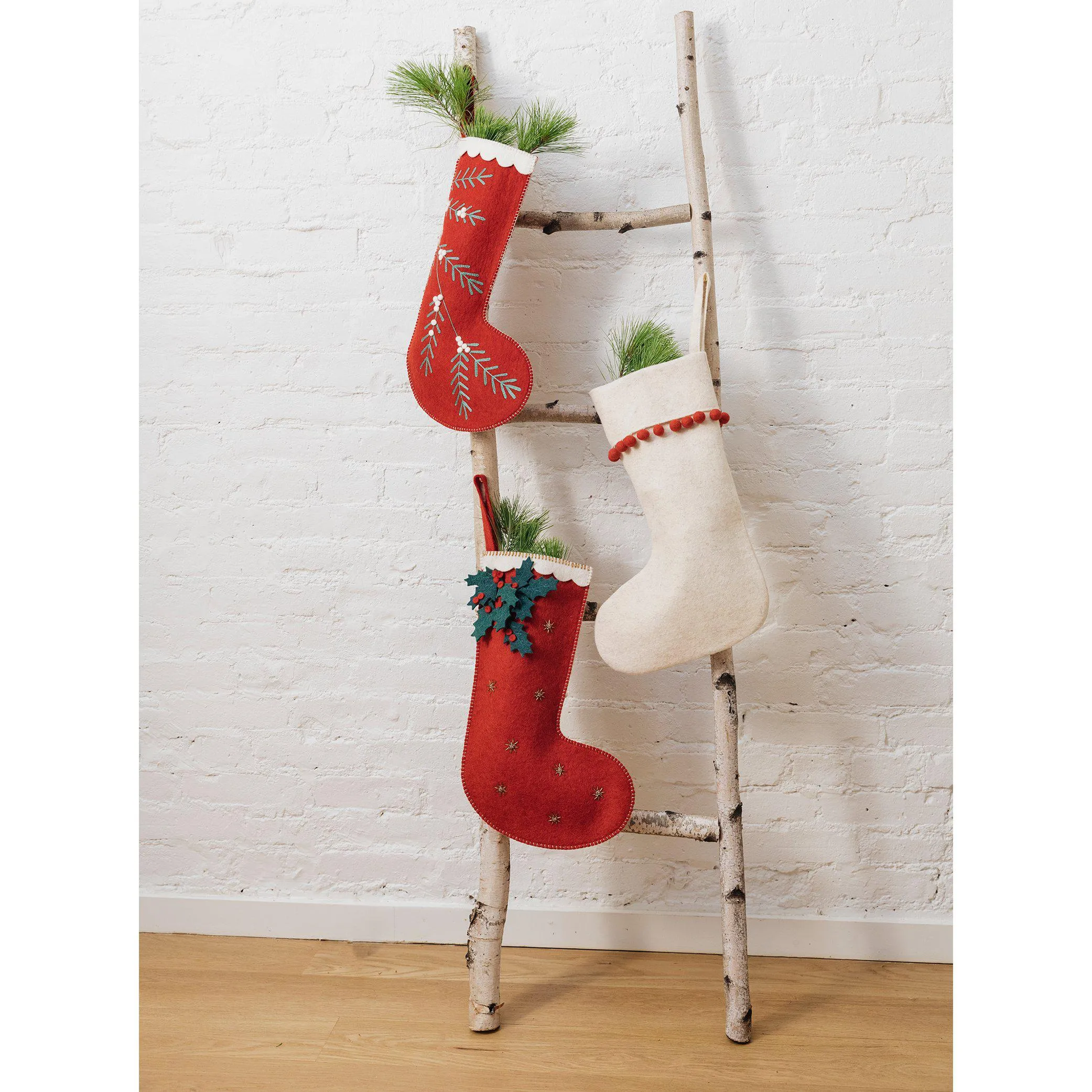 Red Festive Holly Stocking