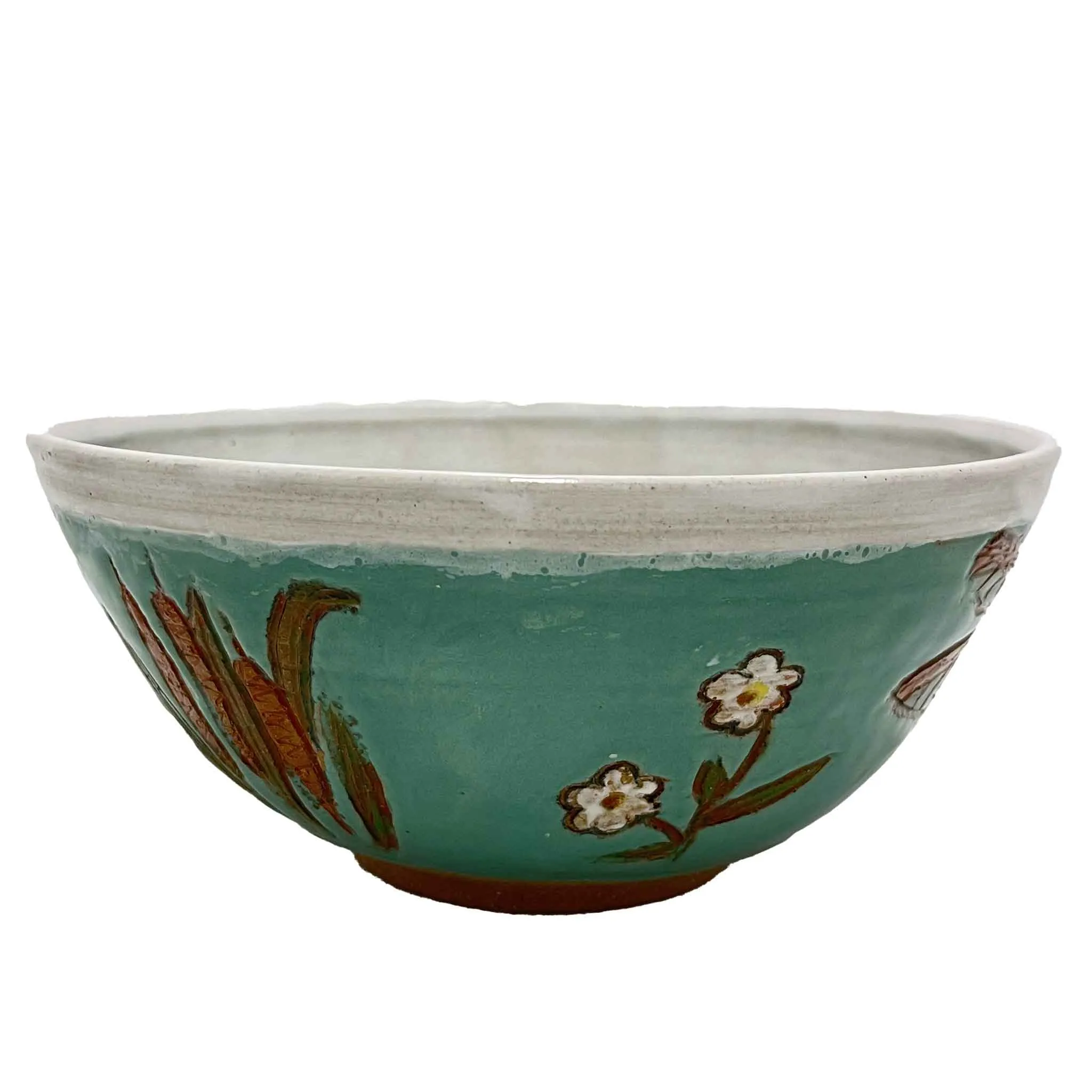 SAS Dragonfly Serving Bowl Hand Painted Stoneware