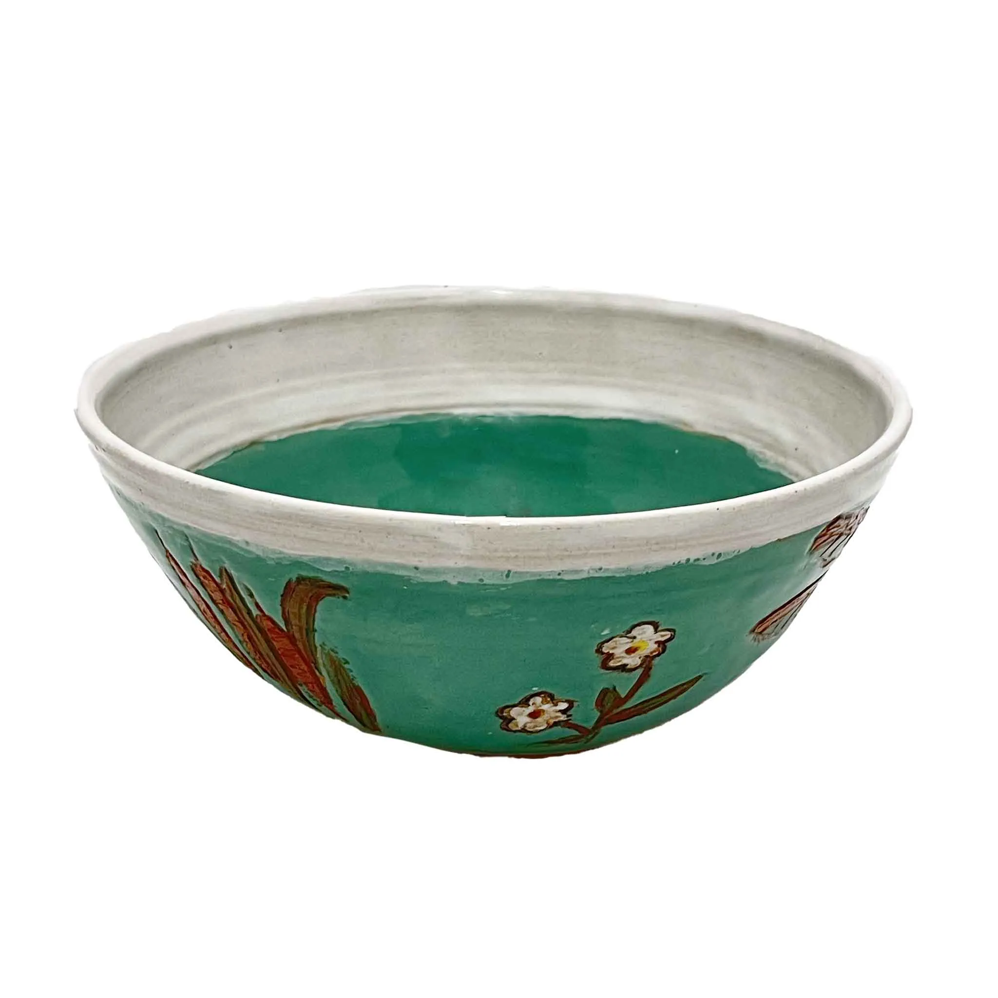 SAS Dragonfly Serving Bowl Hand Painted Stoneware