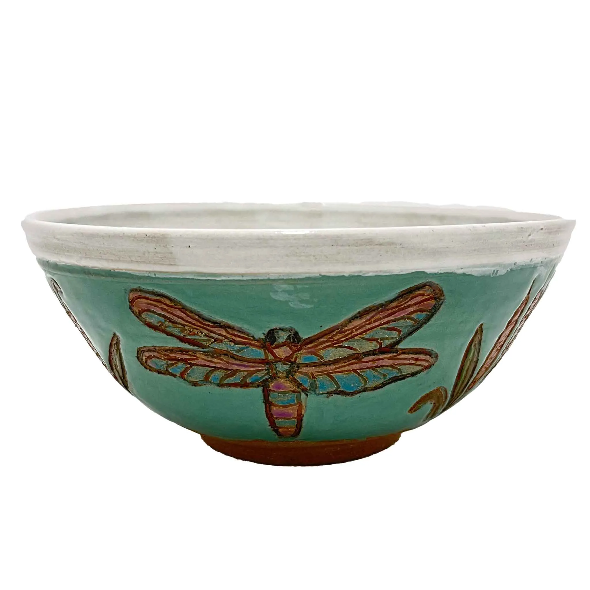 SAS Dragonfly Serving Bowl Hand Painted Stoneware