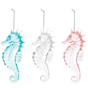 Seahorse Clear Blue Coral Ornaments, Asst. of 3