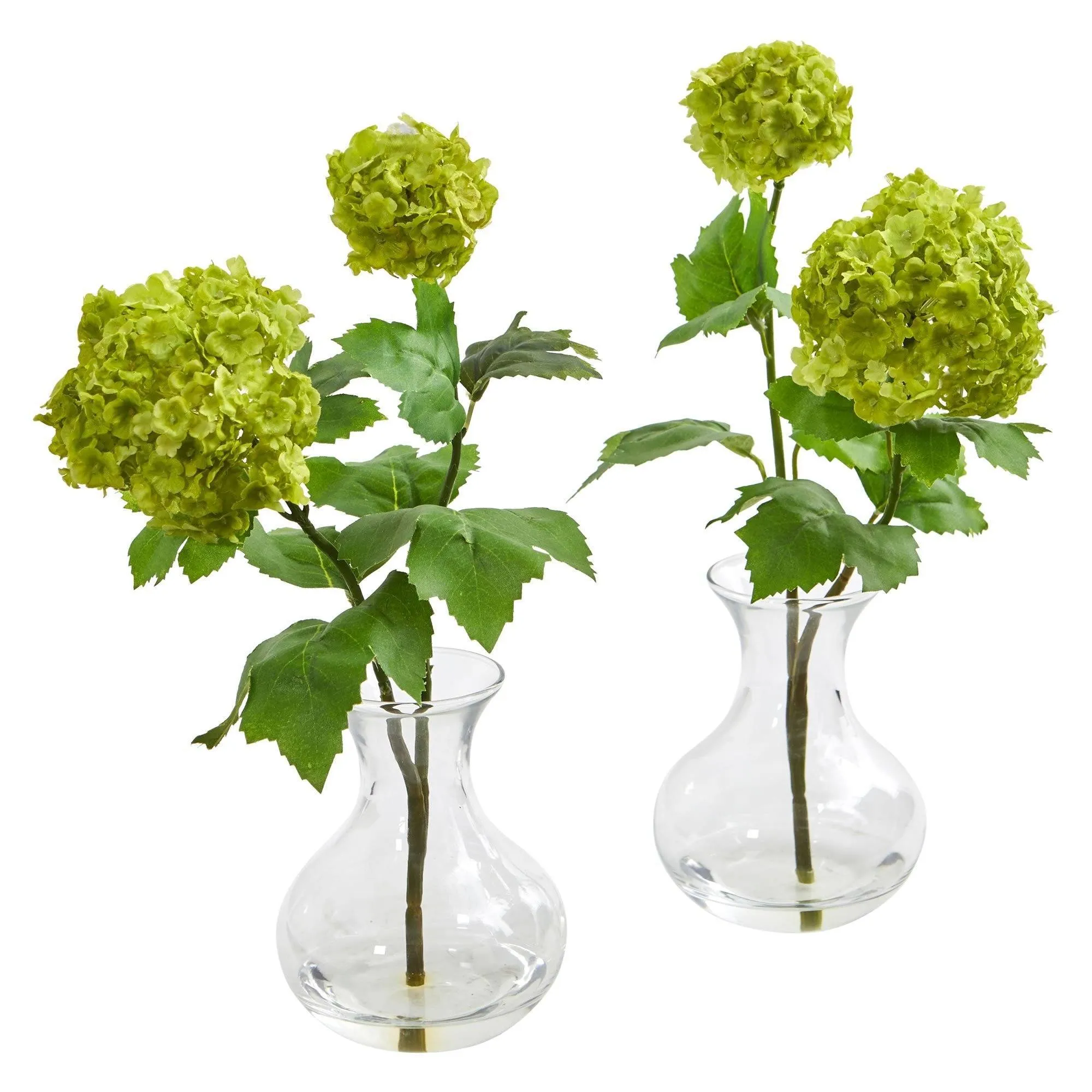 Snowball Hydrangea Artificial Arrangement in Vase (Set of 2)