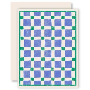 Squares on Squares (Blue) Letterpress Card