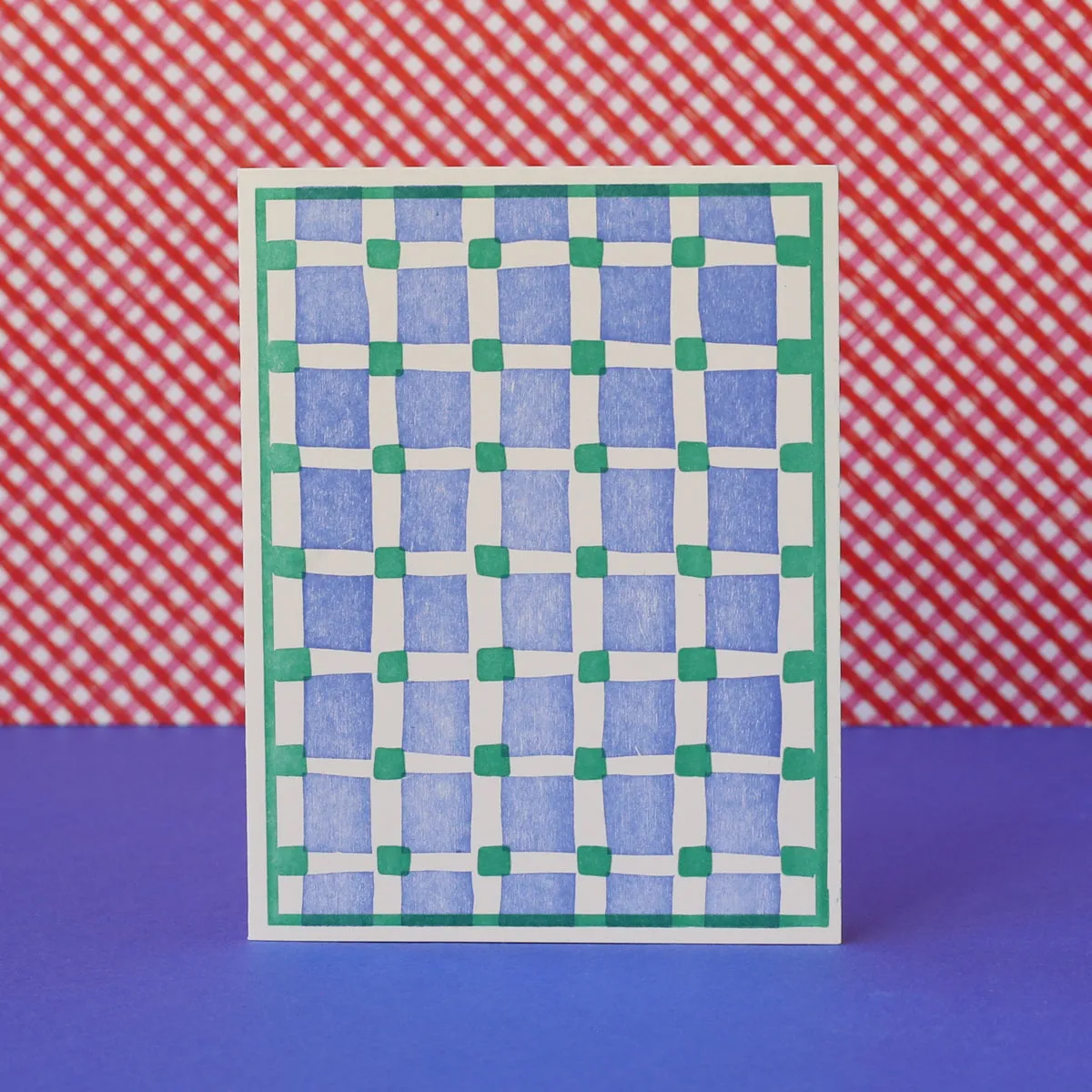 Squares on Squares (Blue) Letterpress Card