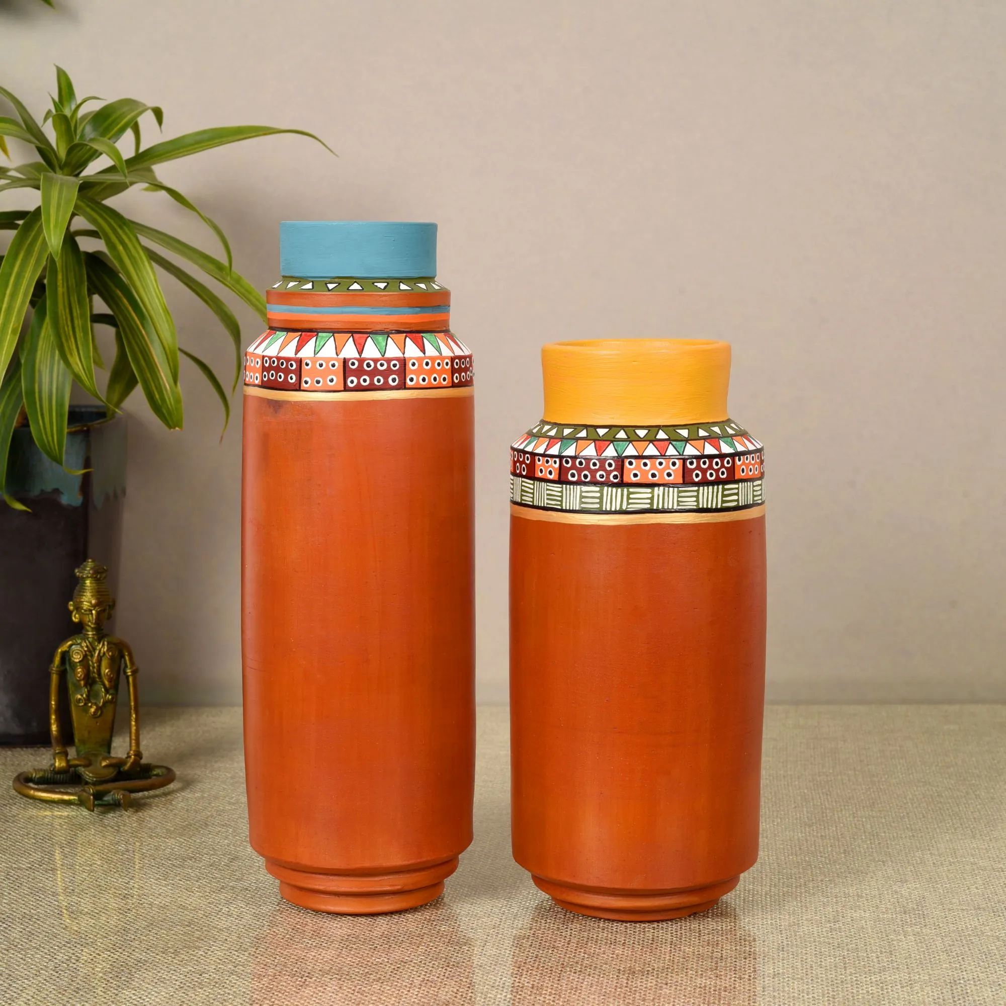 Sunset Glow Terracotta Vases (Set of 2) (4x4x10)