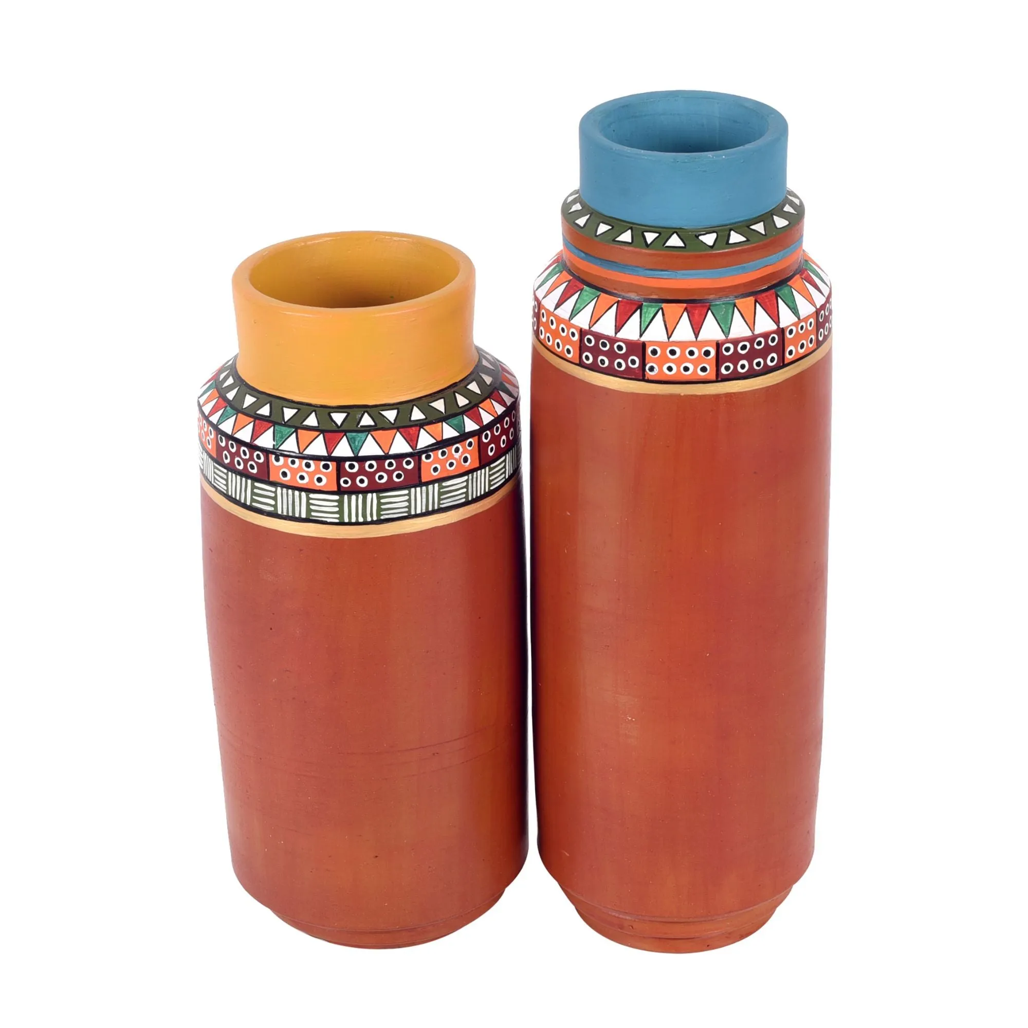 Sunset Glow Terracotta Vases (Set of 2) (4x4x10)