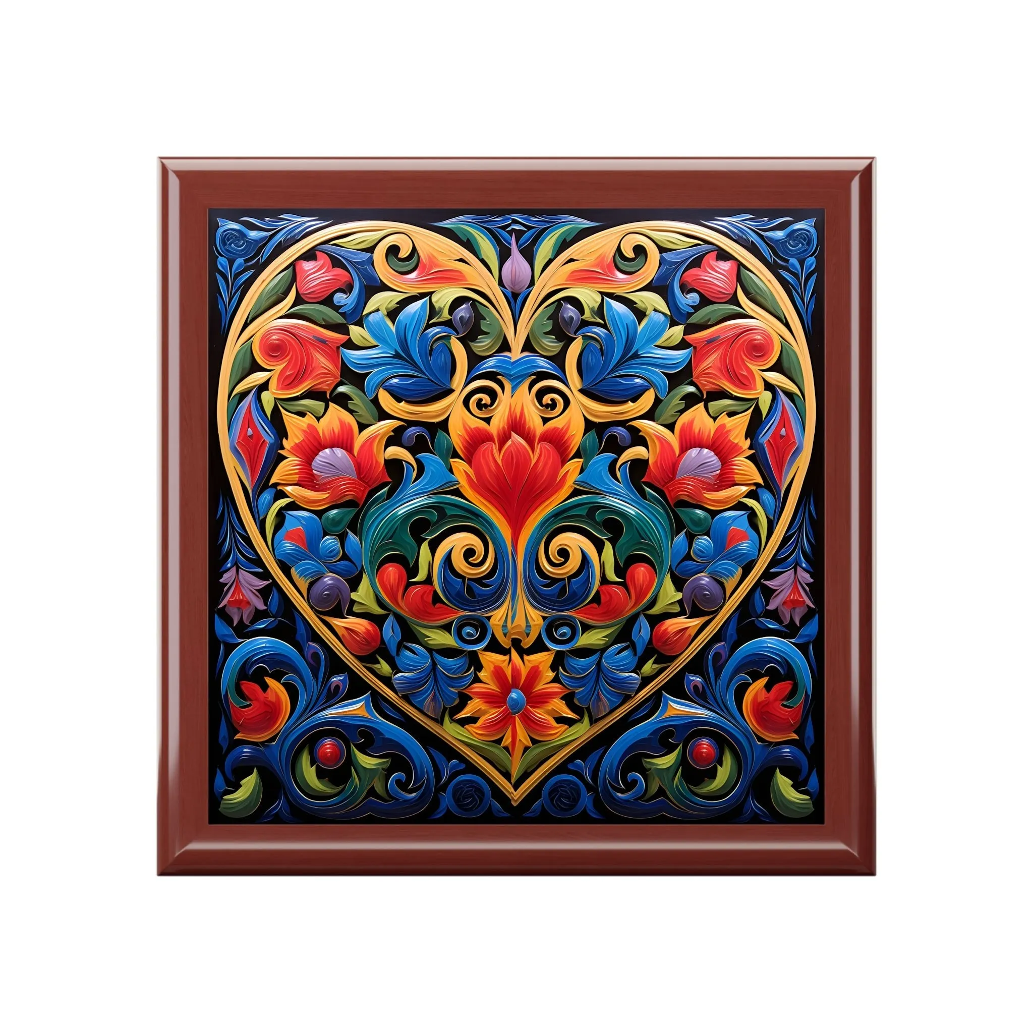 Talavera Art Heart Jewelry Box