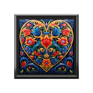 Talavera Art Heart Jewelry Box