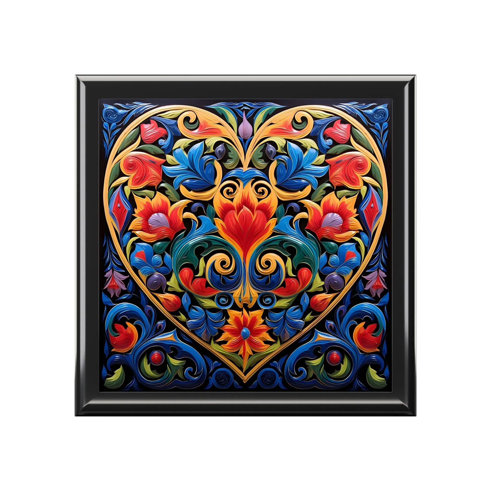 Talavera Art Heart Jewelry Box