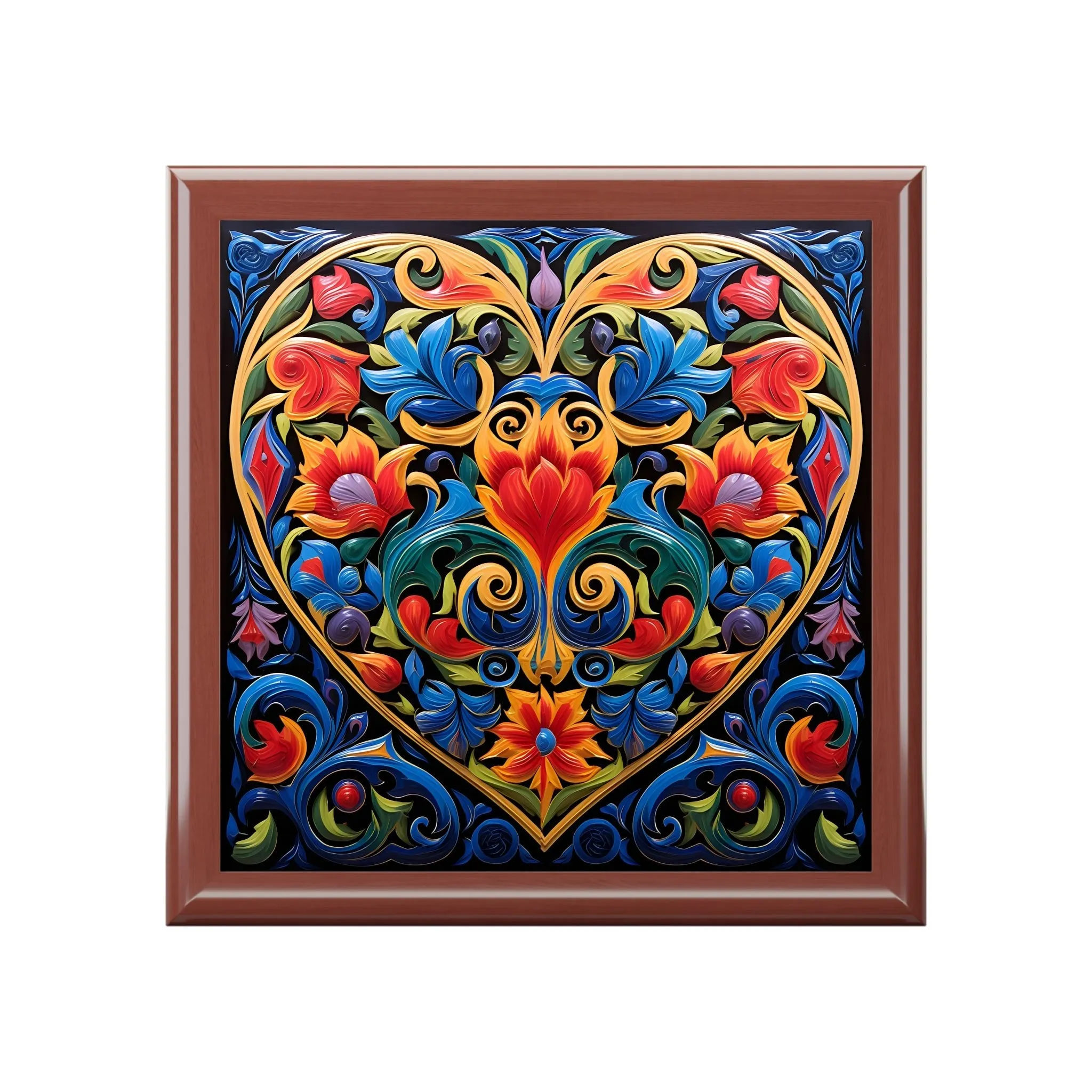 Talavera Art Heart Jewelry Box