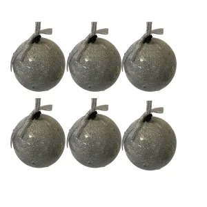 Twinkle Bulbs (6) Silver Glitter Balls Ornaments w/ White Flickering LED