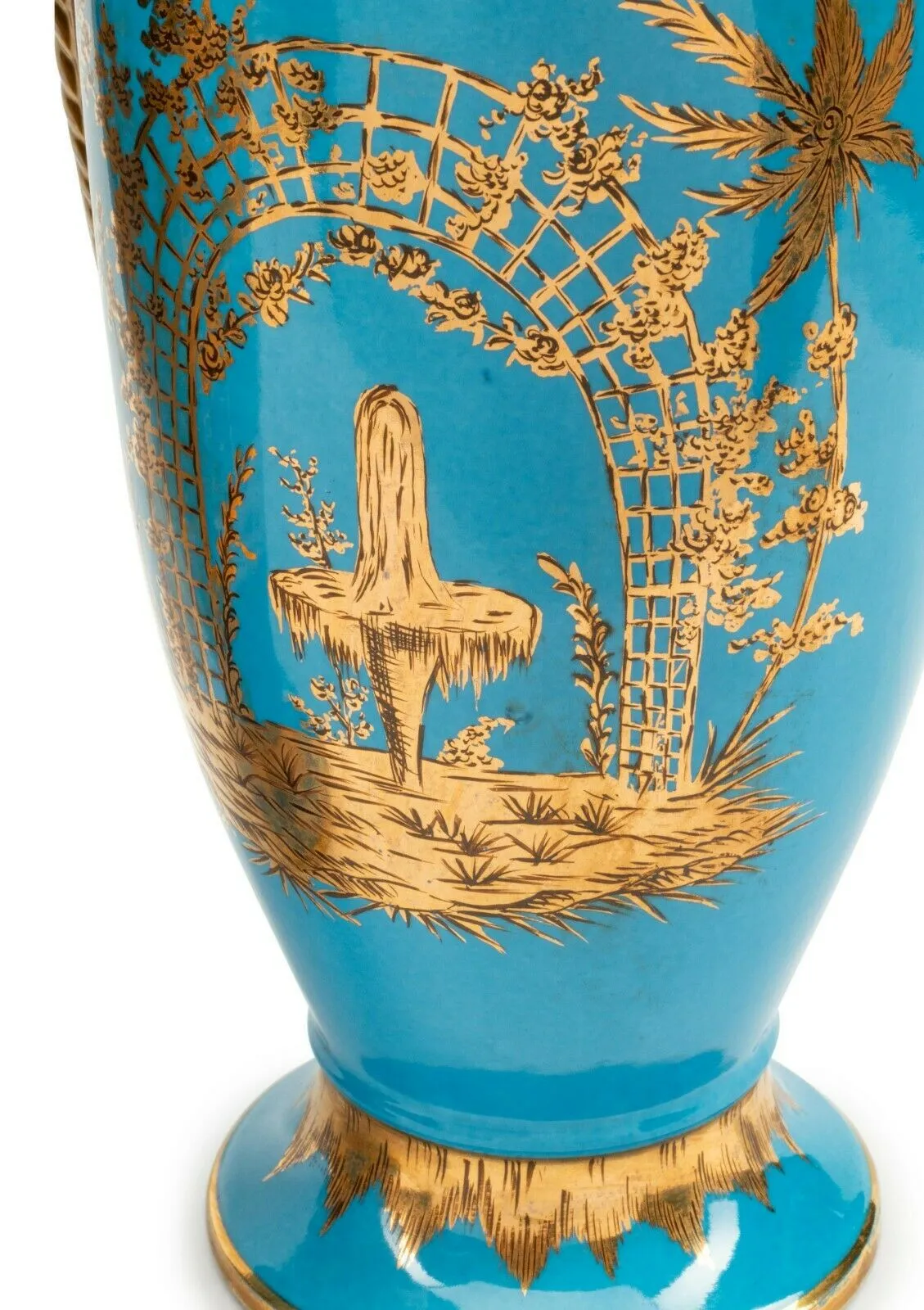 Vases, Chinoiserie-Decorated Blue, Pair, Paris Porcelain Vases Gorgeous!