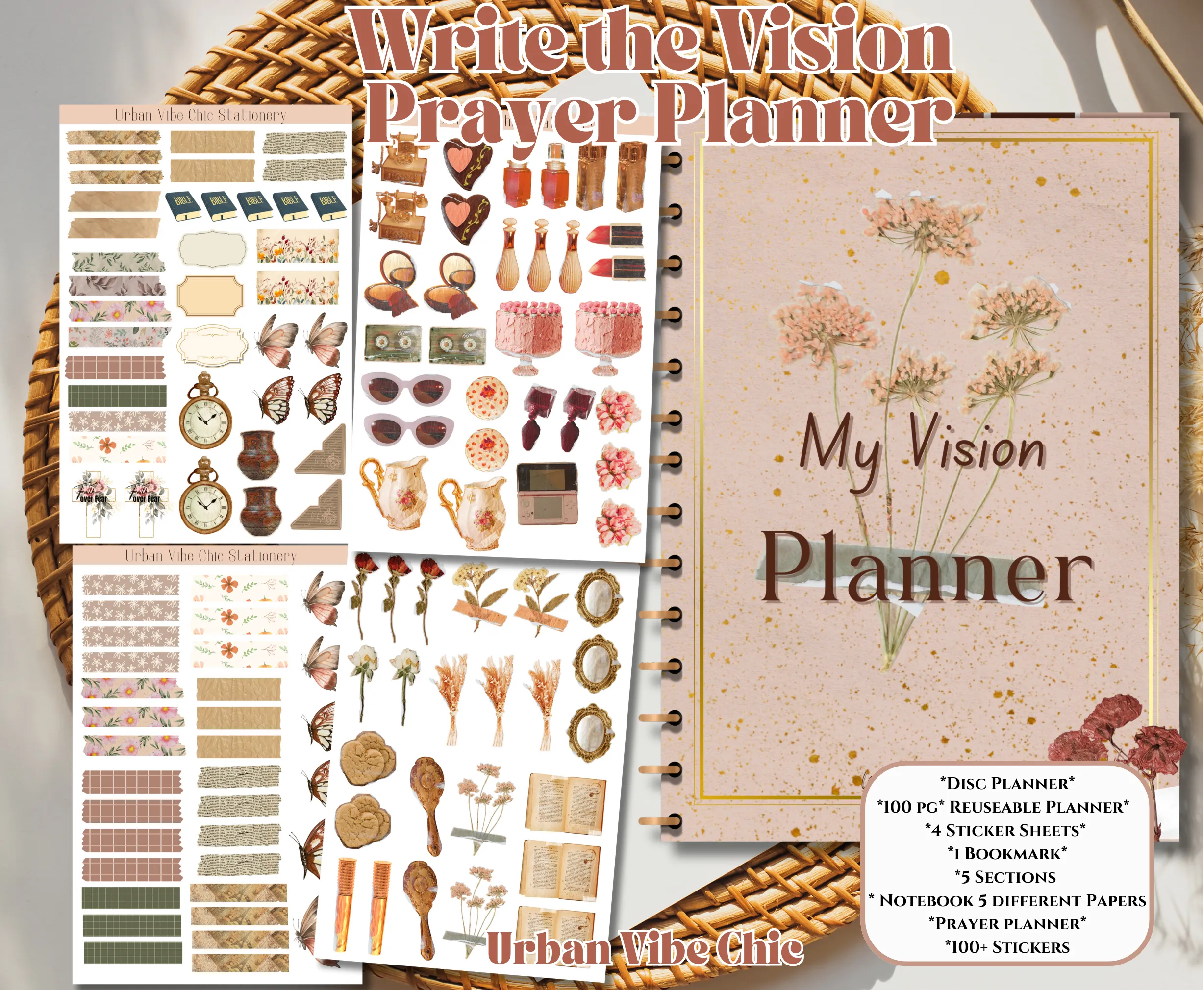 Vision Planner, Prayer Journal, Prayer Planner, Christian Planner, Christian Goal Planner, Daily Devotional Planner, Daily Faith Planner, Bible Study Planner, Undated Planner UrbanVibeChic